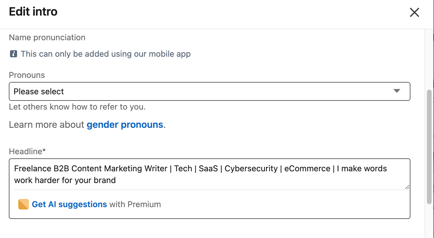 Updating LinkedIn headline