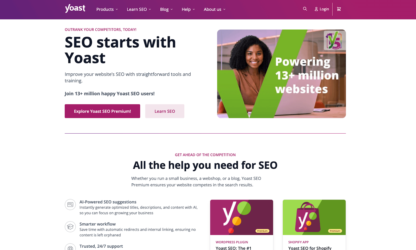 Yoast SEO homepage