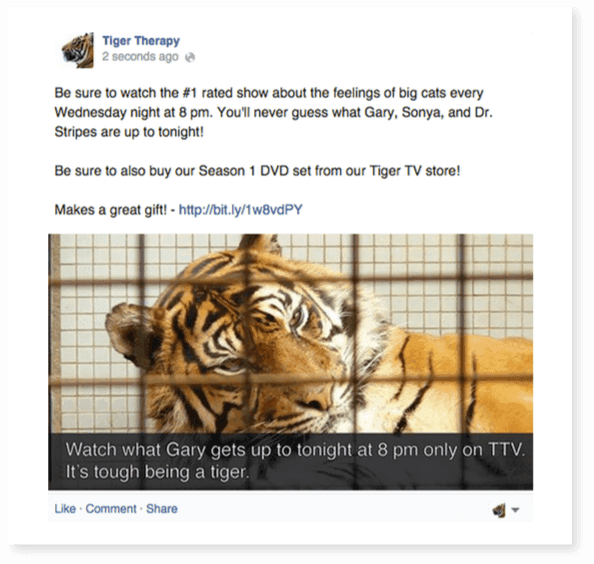 Example of a post that wouldn't perform well on Facebook